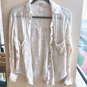 FP Beach – Ivory Gauze Button Down